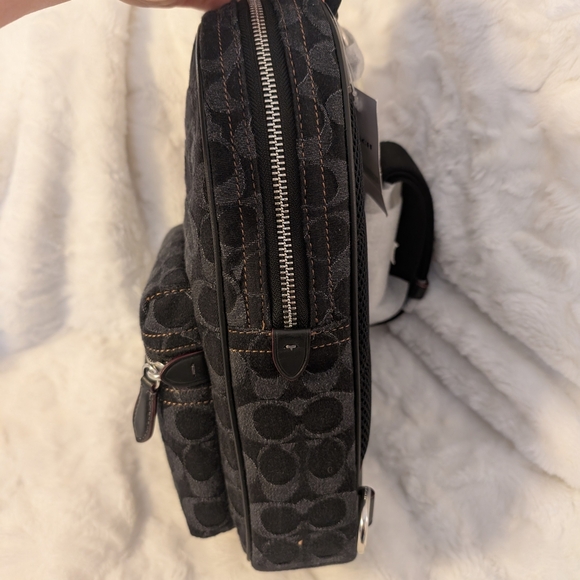 Coach Denim Backpack Signature C Black & Gray NWT Unisex - Picture 5 of 10